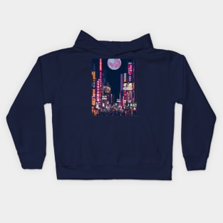 purple night sky full moon Kids Hoodie